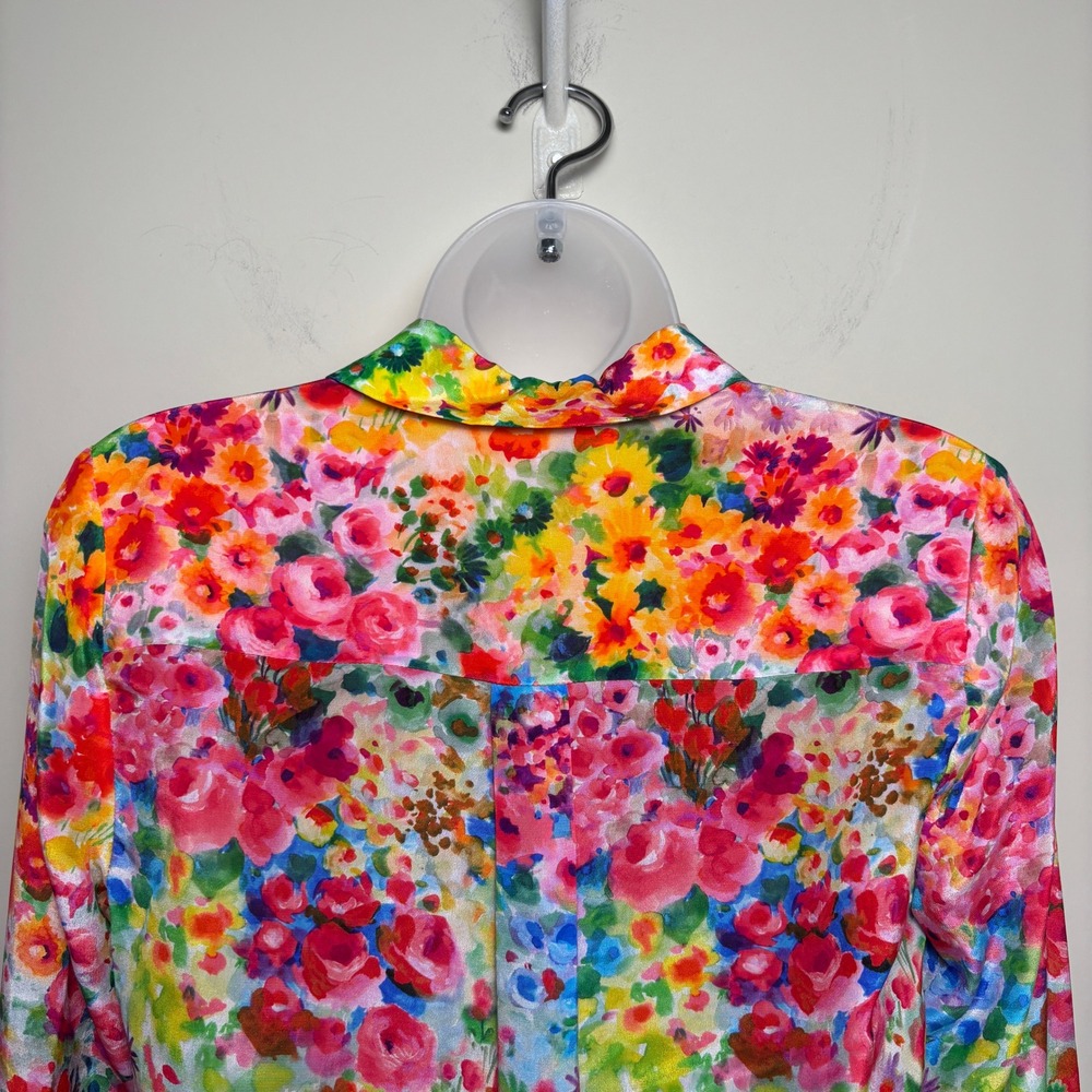 Alice Olivia Multicolor Silk Garden Floral Long Sleeve Button Up Shirt Womens XS - Picture 6 of 9